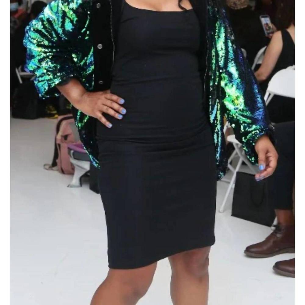 NEW GENUINE transitional sequin sequin jacket in green & royal blue